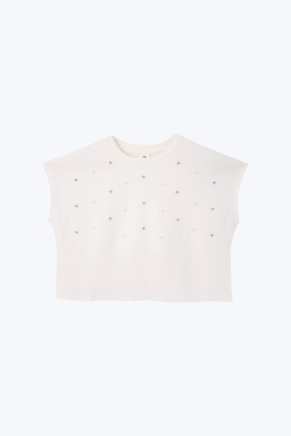 Embellished Tee - Cream