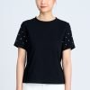Rhinestone Sleeve Tee - Black