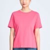 Rhinestone Sleeve Tee - Hot Pink