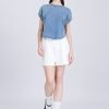 Denim Ribbed Collar Tee - Denim