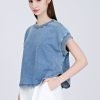 Denim Ribbed Collar Tee - Denim