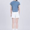 Denim Ribbed Collar Tee - Denim