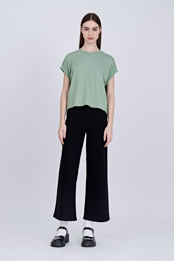 Ribbed Collar Tee - Pistachio