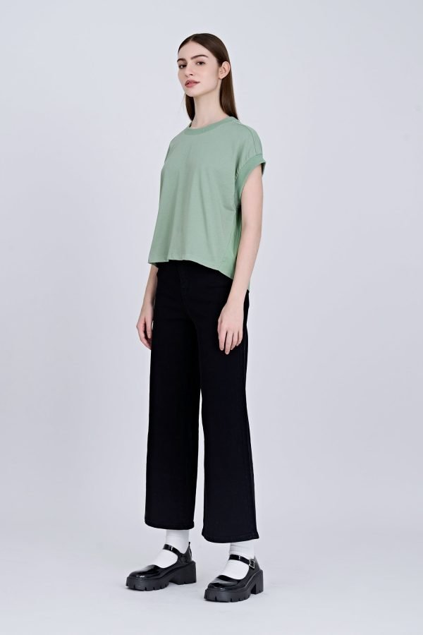 Ribbed Collar Tee - Pistachio