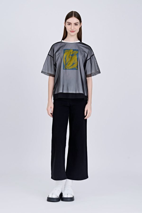 Overlay Mesh Tee - Cream
