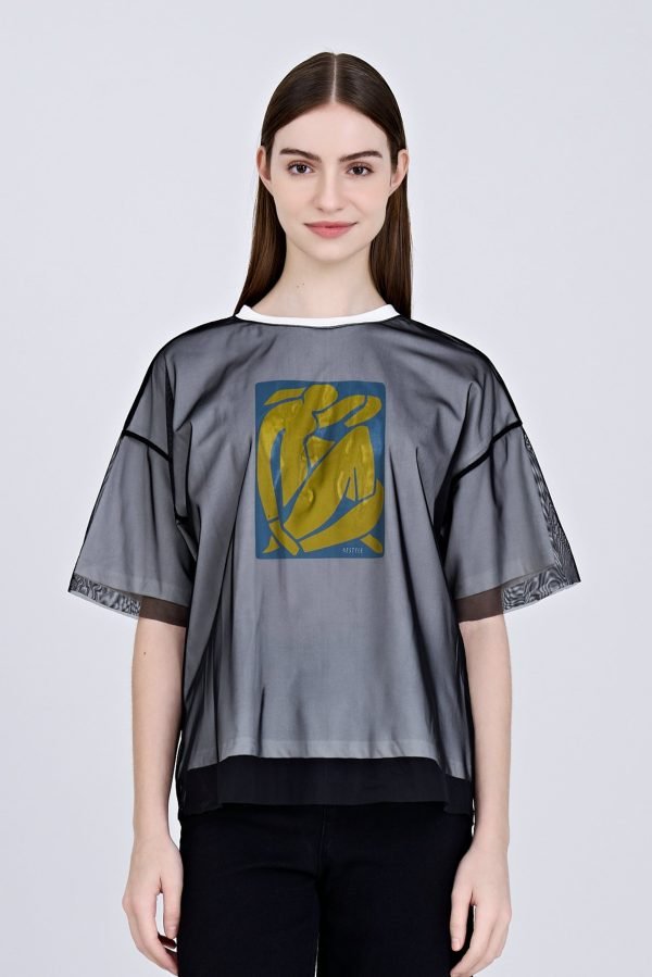 Overlay Mesh Tee - Cream