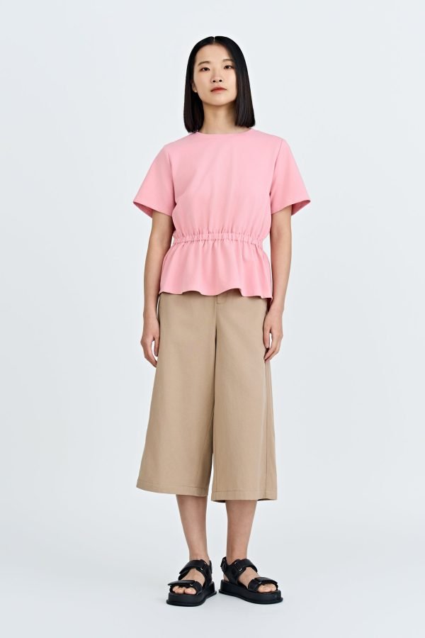 Overlap Draw Waist Tee - Blush