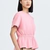 Overlap Draw Waist Tee - Blush