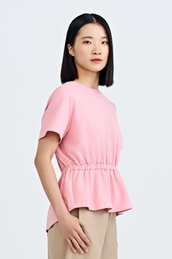 Overlap Draw Waist Tee - Blush