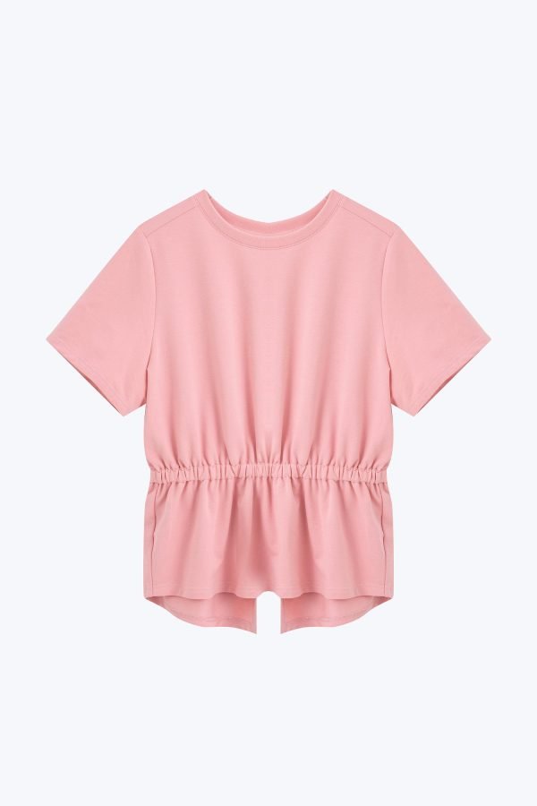 Overlap Draw Waist Tee - Blush