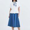 Overlap Draw Waist Tee - Cream