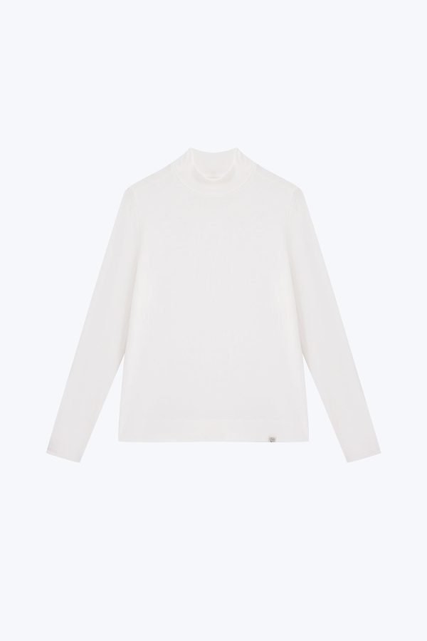 Mock Neck Long Sleeve Tee - Cream