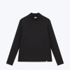 Mock Neck Long Sleeve Tee - Black