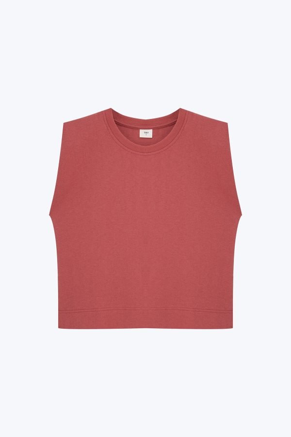 Shoulder Padded Tee - Dusty Cedar