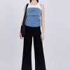Denim Mock Two-Piece Top - Denim