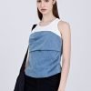 Denim Mock Two-Piece Top - Denim