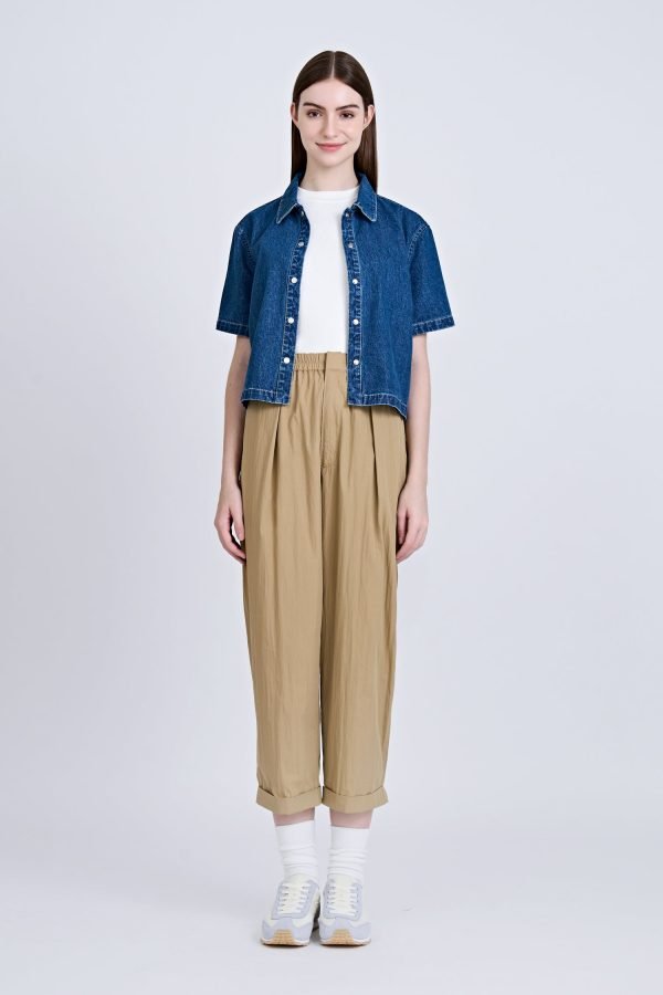 Denim Snap Button Blouse - Dark Denim