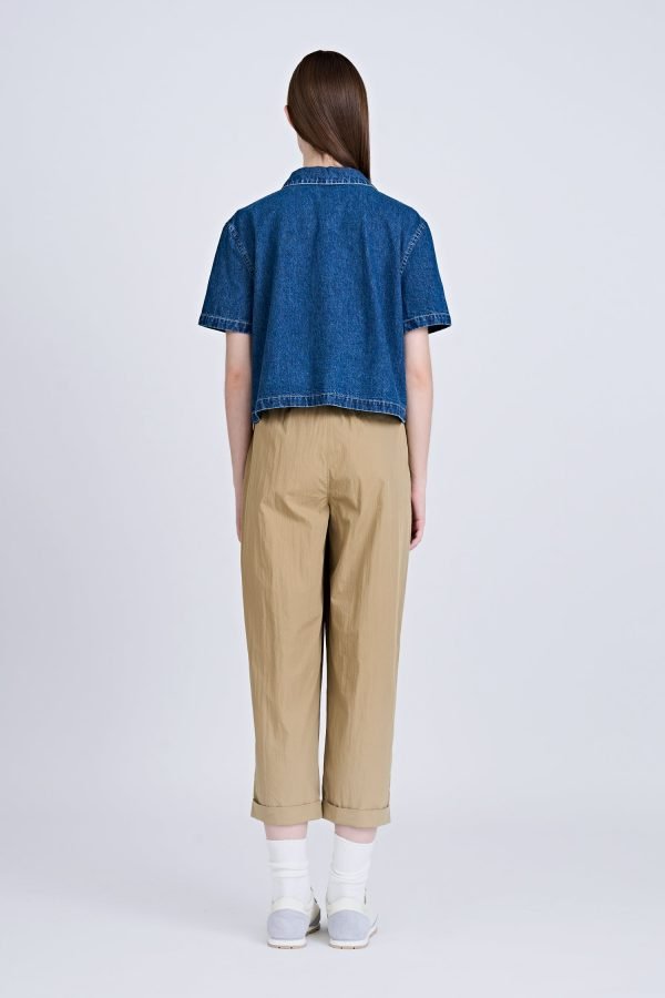 Denim Snap Button Blouse - Dark Denim
