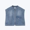 Denim Asymmetric Cropped Jacket - Denim