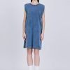 Denim Shoulder Padded Dress - Denim