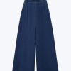 Denim Pleated Culottes - Dark Denim