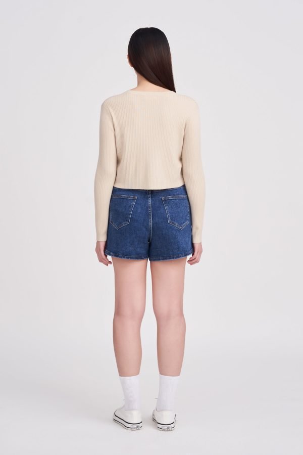 Denim High-Waisted Shorts - Dark Denim