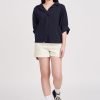 Denim High-Waisted Shorts - Ecru