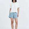 Denim Floral Shorts - Light Denim