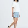 Denim Floral Shorts - Light Denim