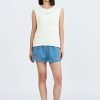 Denim Double Waistband Skort - Denim