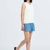 Denim Double Waistband Skort - Denim