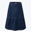 Denim Ruffle Hem Skirt - Dark Denim