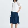 Denim Ruffle Hem Skirt - Dark Denim
