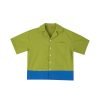 Colour Block Open Collar Shirt - Kiwi