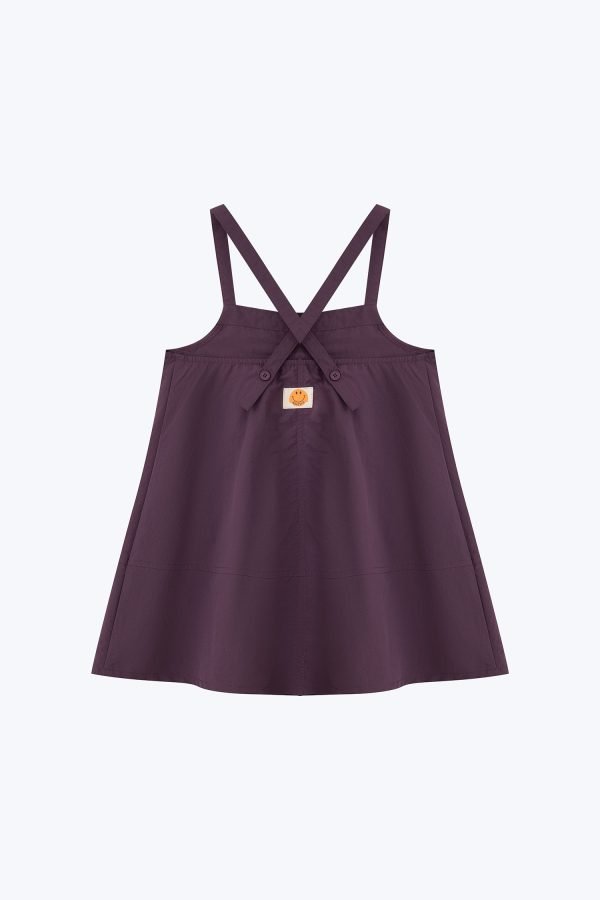 Dungaree Patch Pocket Dress - Plum