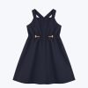Elasticated Drawcord Dress - Navy