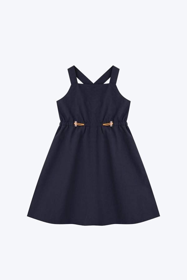 Elasticated Drawcord Dress - Navy