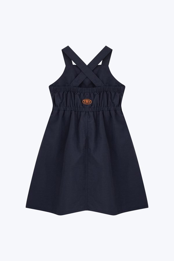Elasticated Drawcord Dress - Navy