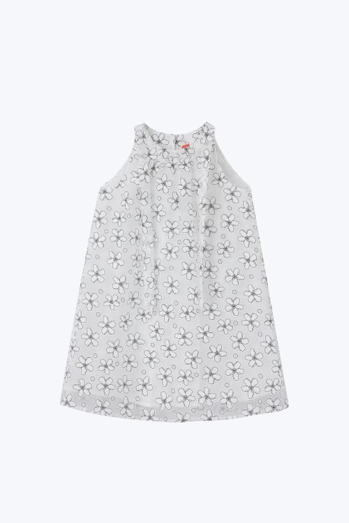 Floral Bow Tie Dress - Cream