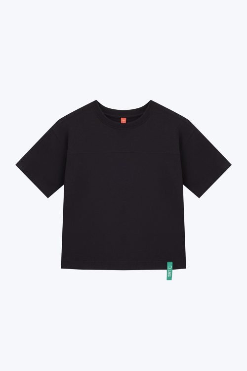 Relaxed Tee with Chest Cut & Sew - Black