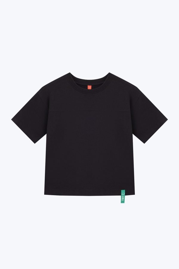 Relaxed Tee with Chest Cut & Sew - Black