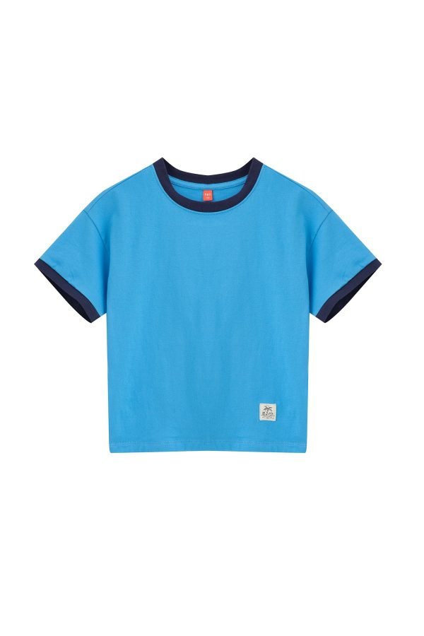 Kids Tee With Vacy Label - Sky Blue