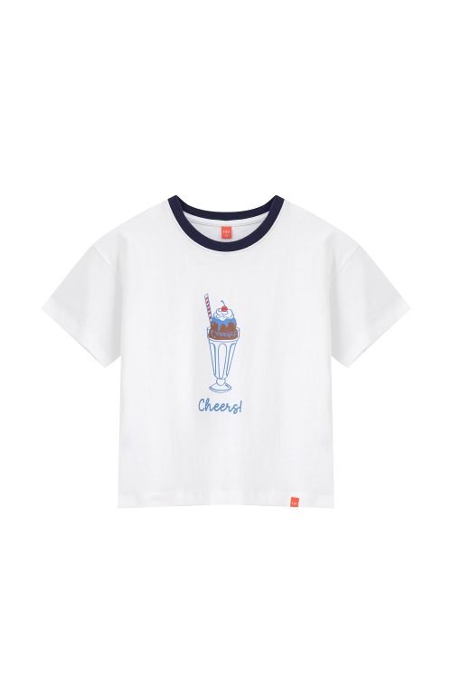 "Cheers" Printed Tee - Cream