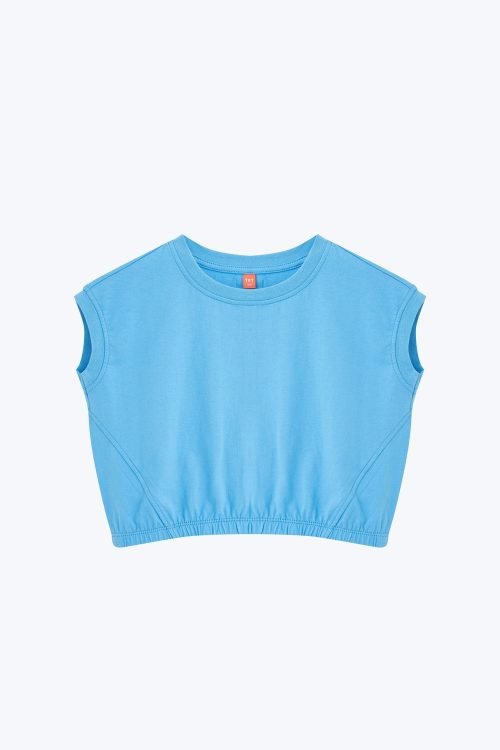 Kid's Cropped Tee with Elastic Waist - Sky Blue