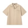 Relaxed Fit Cuban Collar Short Sleeve Shirt - Khaki