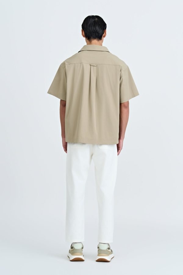 Relaxed Fit Cuban Collar Short Sleeve Shirt - Khaki