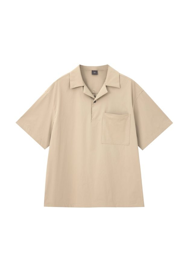 Relaxed Fit Cuban Collar Short Sleeve Shirt - Khaki