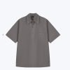 Oversized Metallic Button Shirt -Metallic Grey