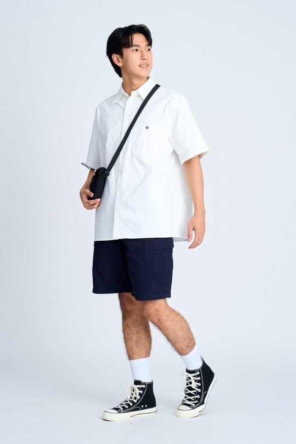 MB900380W_CREAM-2 Oversized Metallic Button Shirt - Cream