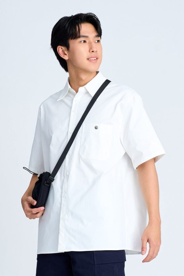 MB900380W_CREAM-2_copy Oversized Metallic Button Shirt - Cream